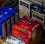 nonperishable food boxes on a shelf